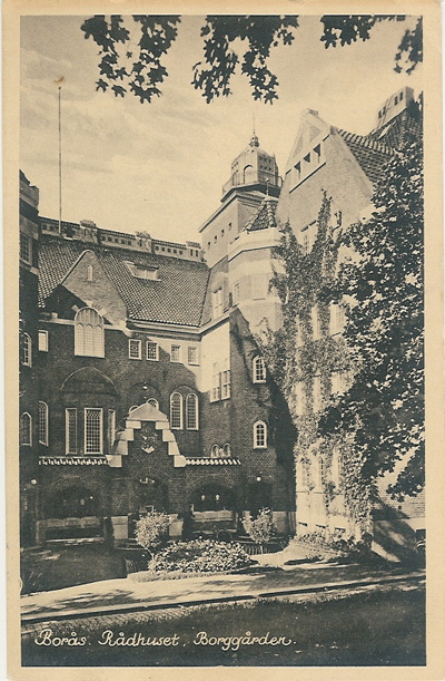Baksidan av rådhuset i Borås 1940-tal